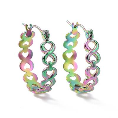Ion Plating(IP) Rainbow Color 304 Stainless Steel Infinity Hoop Earrings for Women