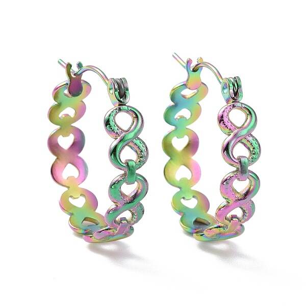 Ion Plating(IP) Rainbow Color 304 Stainless Steel Infinity Hoop Earrings for Women