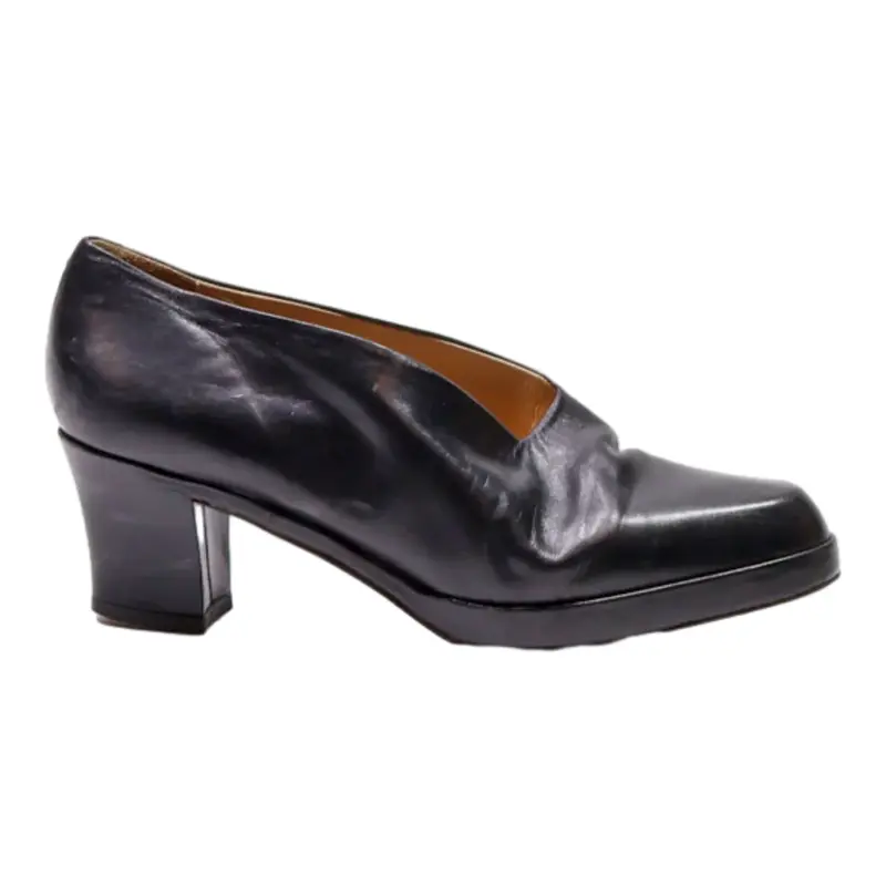 IMMAGINI Court Heels Black Leather Womens UK 3