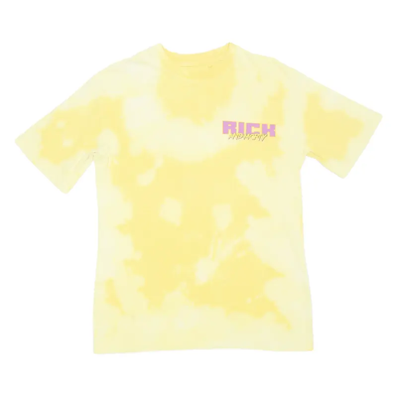 PULL AND BEAR RICK AND MORTY Mens Tie Dye T-Shirt Yellow M