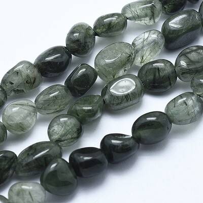 Natural Green Rutilated Quartz Beads Strands