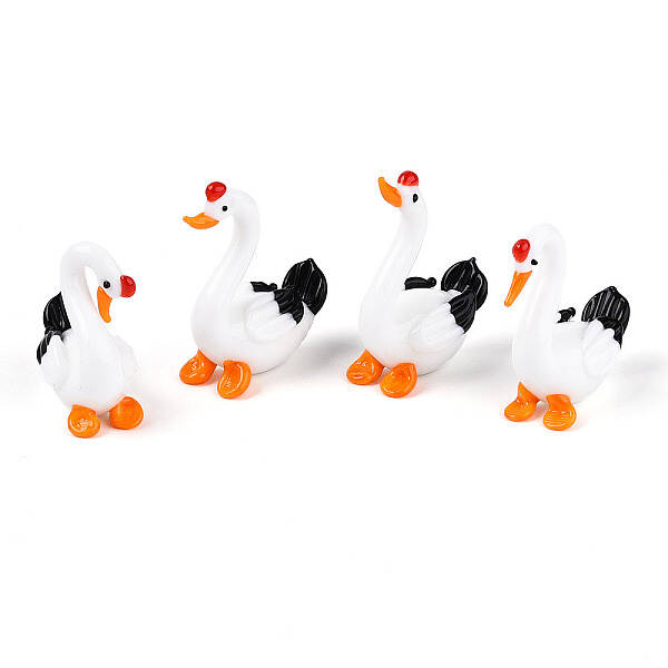 4Pcs  Handmade Lampwork Swan Display Decorations