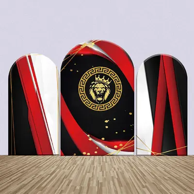 Red Black White Lion Pattern Party Arch Backdrop Kit - Aperturee