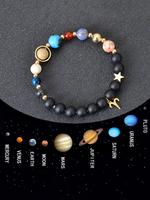 Planet & Constellation Design Beaded Bracelet, Fashionable Elastic Adjustable Bracelet for Women & Men, Trendy All-match & Ex...