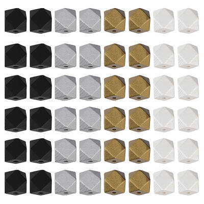 48Pcs 4 Styles Spray Painted Natural Wooden Beads