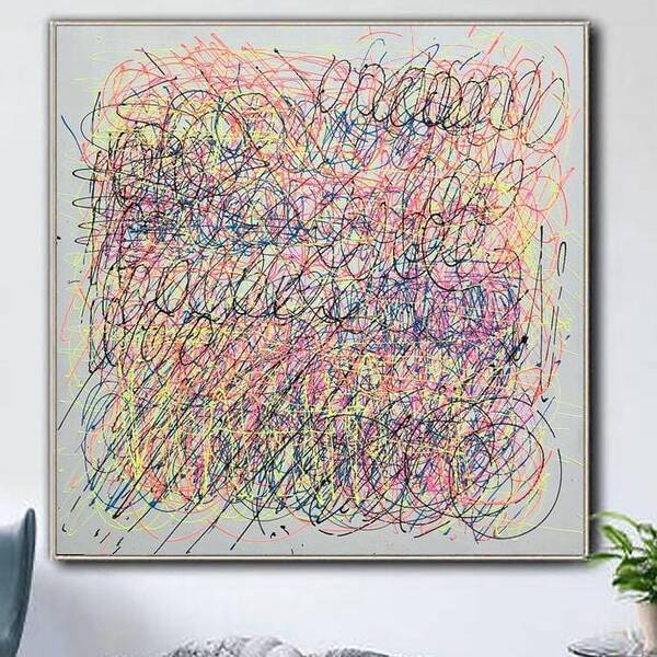 Jackson Pollock Style Paintings On Canvas Original Colorful Painting Abstract Canvas Art Oil Canvas Painting Living Room Wall...
