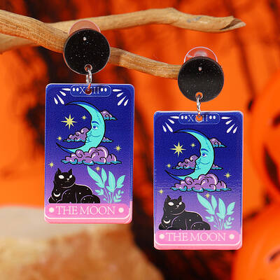 Cool Tower Halloween Print Double-sided Acrylic Dangle Stud Earrings
