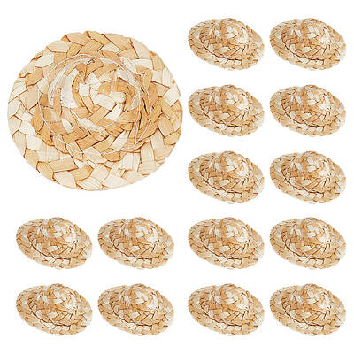 GLOBLELAND 30 PCS Mini Straw Hats for DIY Craft Decoration Handcraft Doll Straw Hat Mini Natural Hand Knitting Hat for Dollho...
