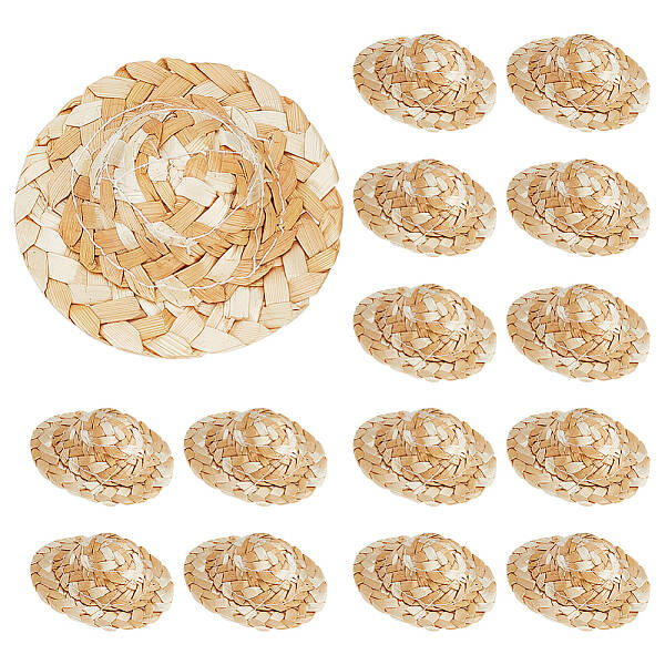 GLOBLELAND 30 PCS Mini Straw Hats for DIY Craft Decoration Handcraft Doll Straw Hat Mini Natural Hand Knitting Hat for Dollho...