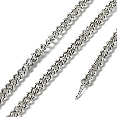 Anti-Tarnish Rhodium Plated 925 Sterling Silver Faceted Curb Chains