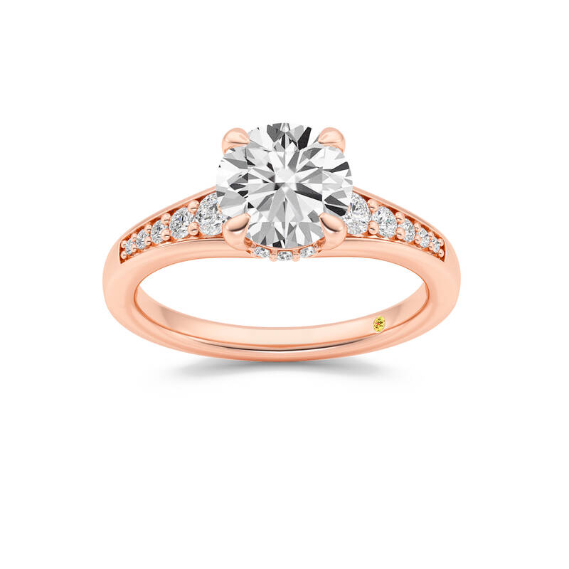 Bloom Tapered Pavé Set Hidden Halo Round Lab Grown Diamond Engagement Ring | 10K Rose Gold 1 3/4 CT. TW.
