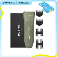 MANSPOT Premium Body Hair Trimmer - Waterproof Wet Dry Clippers, Rechargeable, Green, Ergonomic Design, 4 Length Guards, Comf...