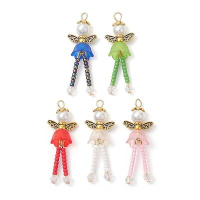 Glass Seed & Acrylic Pearl Beaded Pendants