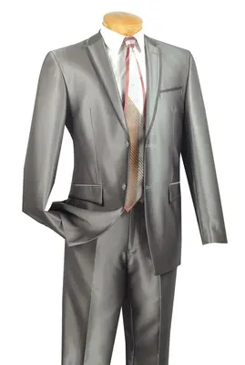 Vinci Men's 2-Piece Sharkskin Ultra-Smooth Slim-Fit Suit