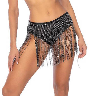 Glam Fringe Belt - Os - Black