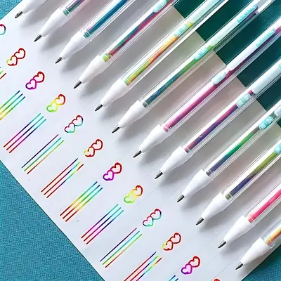 Rainbow Highlighter Gel Pen, 12pcs/set Quick-dry Highlighter Pen, Vibrant Colors for Creative Writing and Art, Office Station...