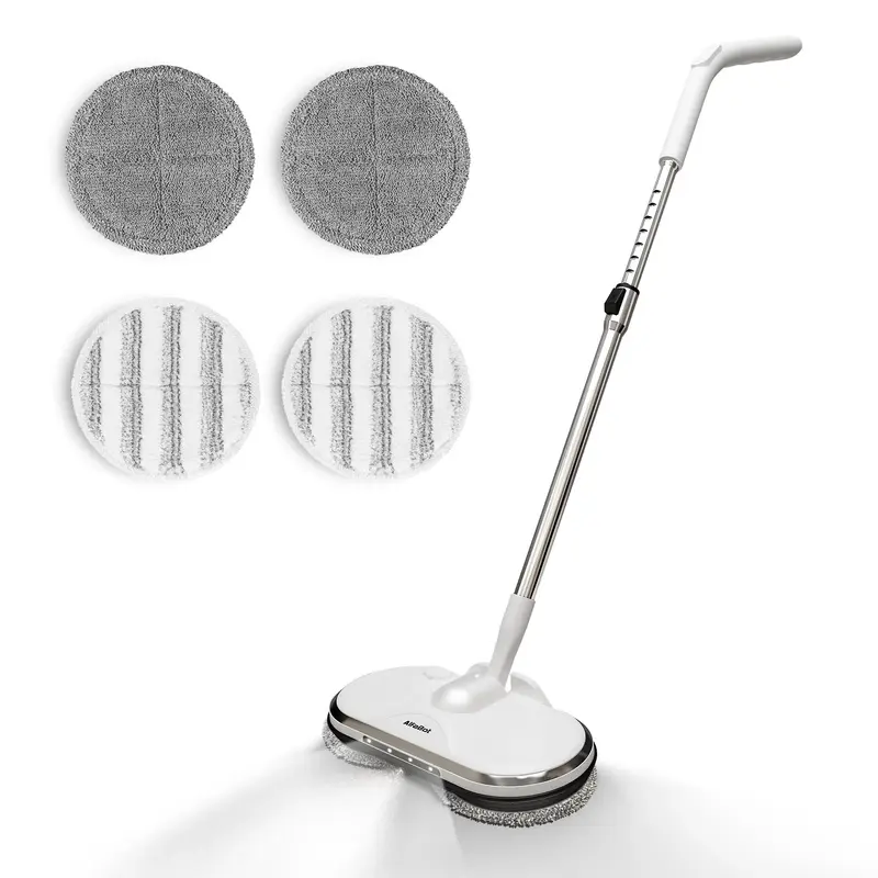 AlFaBot Cordless Electric Spin Mop with LED Headlight, Cleaning Machine, Rechargeable Dust Mop, 180ML Water Tank, 150r/min Du...