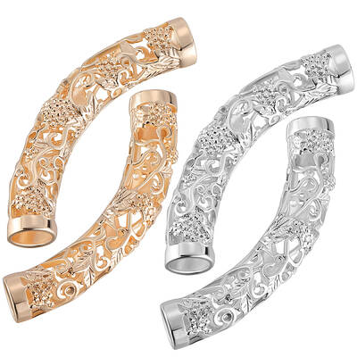 6Pcs 2 Colors Brass Tube Beads