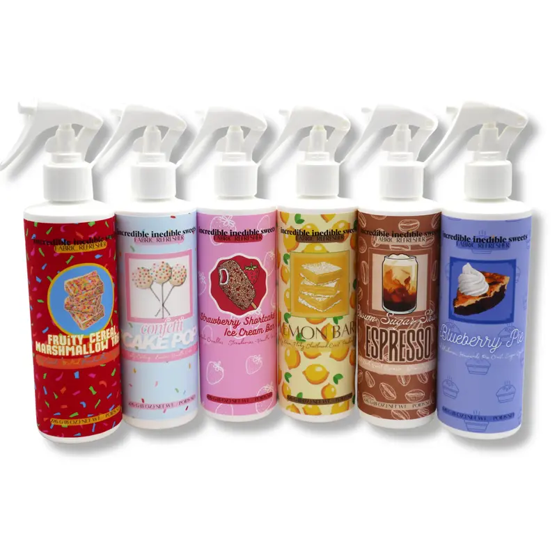 Year Round Collection: Incredible Inedible Sweets Dessert Scented Premium Fabric Refresher & Linen Spray - 8 oz. & 4 Oz. Bott...
