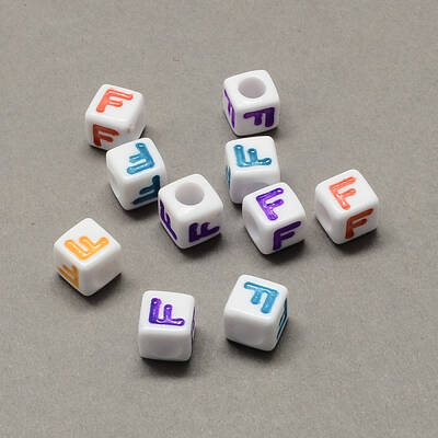 Large Hole Colorful Acrylic Letter European Beads