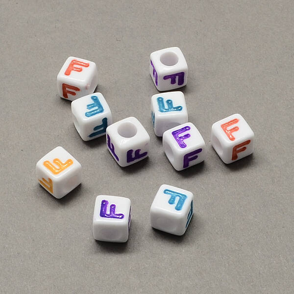 Large Hole Colorful Acrylic Letter European Beads
