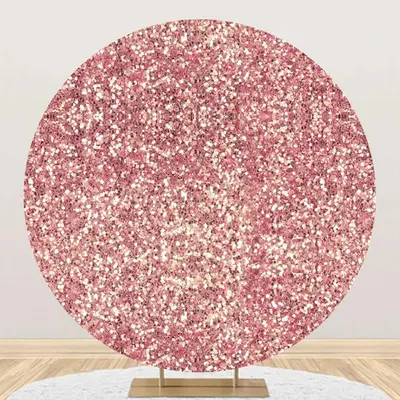 Modern Rose Gold Sequins Round Birthday Backdrop - Aperturee
