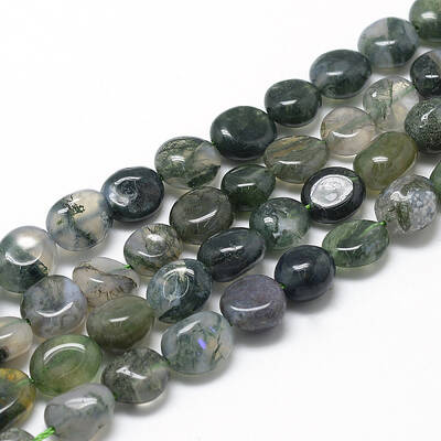 Natural Moss Agate Beads Strands