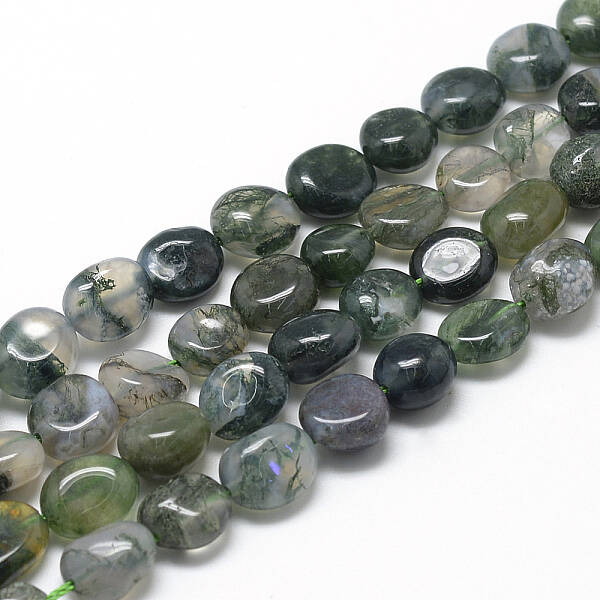 Natural Moss Agate Beads Strands