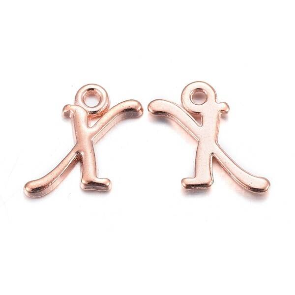 Rose Gold Plated Alloy Letter Pendants