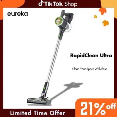 Eureka RapidClean Ultra Cordless Stick Vacuum Cleaner with LED Headlights, 300W Motor, 40 Min Runtime, 5-Stage Cyclone Filtra...