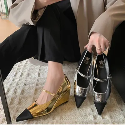 CHIKO Karleen Pointy Toe Wedge Mary Jane Shoes