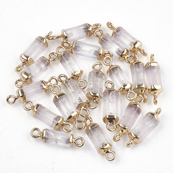 Electroplate Natural Quartz Crystal Links Connectors