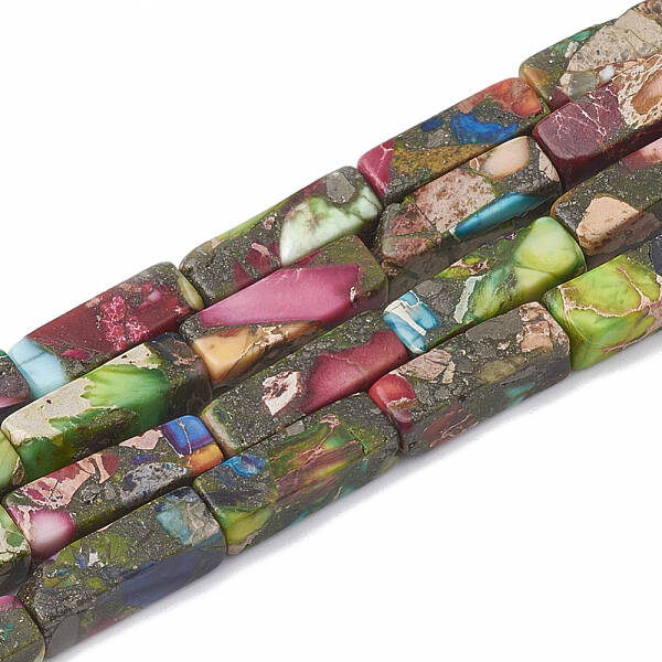 Synthetic Gold Line Imperial Jasper Beads Strands
