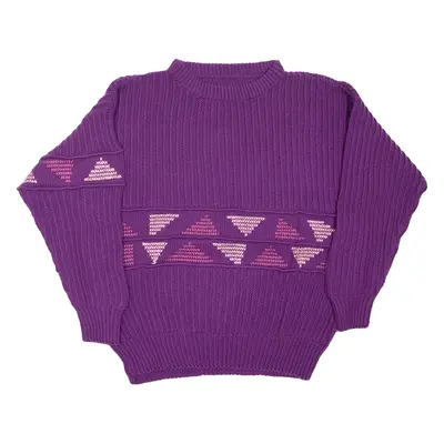 Patterned Jumper Purple Striped Tight Knit Womens L