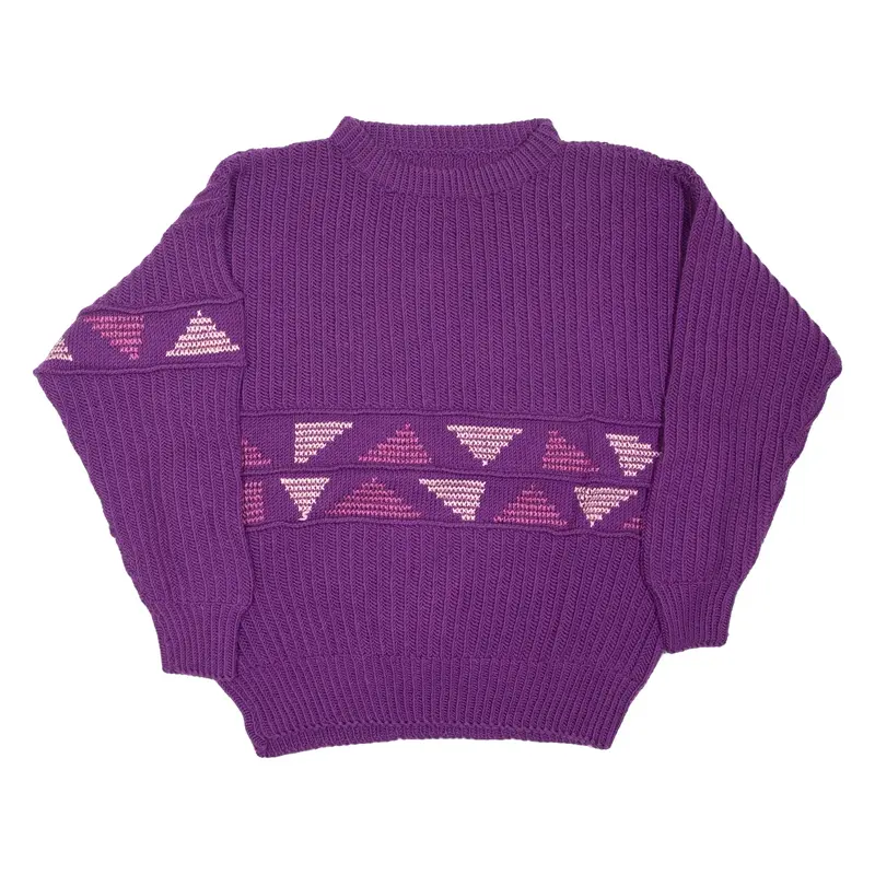 Patterned Jumper Purple Striped Tight Knit Womens L