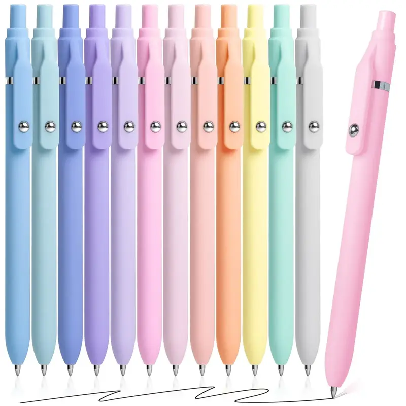 12 Pcs 0.5mm Fine - Point Gel Pens (Quick - Dry, No - Smudge, Cute for School/Office)