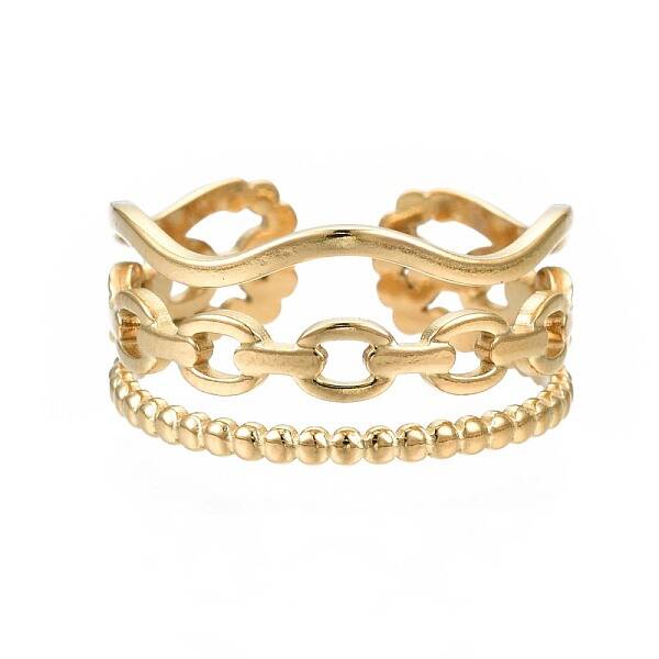 304 Stainless Steel Cable Chain Open Cuff Ring