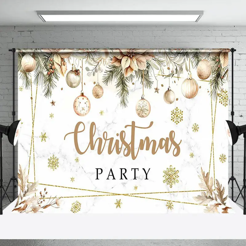 Aperturee Bells Floral Boho Marbled Christmas Party Backdrop - Aperturee