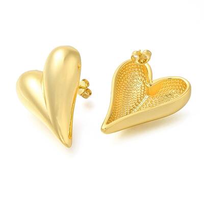 Rack Plating Heart Brass Stud Earrings