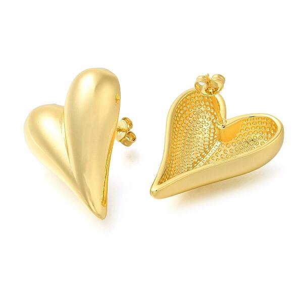 Rack Plating Heart Brass Stud Earrings