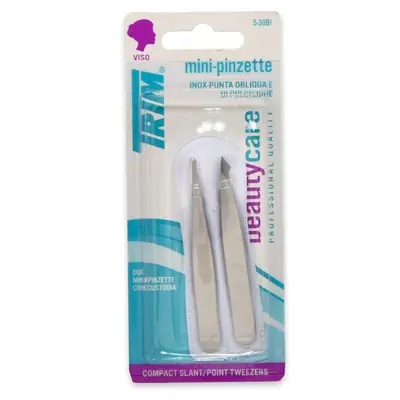 Trim Due Mini Pinzette Inossidante Con Custodia Inossidante
