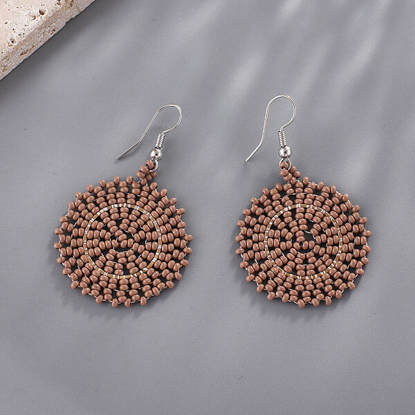 Glass Seed Braided Dangle Earrings for Women