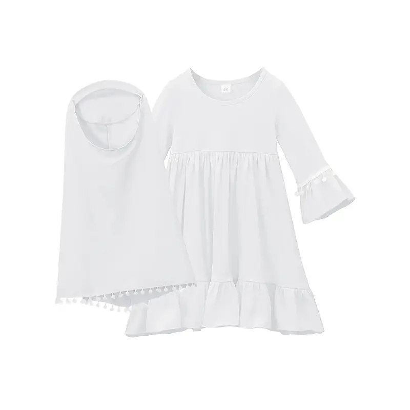 Muslim Ramadan Skirt Women's Small Size Middle Eastern Traditional Spring and Autumn Long Sleeve Dress + Headscarf Two-Piece ...