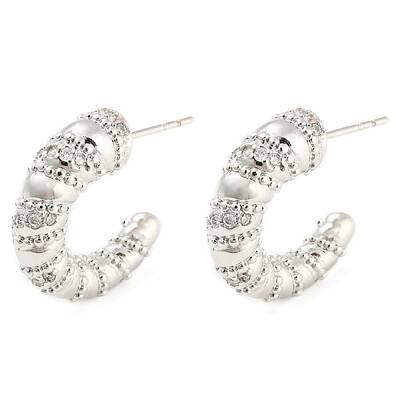 Rack Plating Brass Cubic Zirconia Horn Stud Earrings