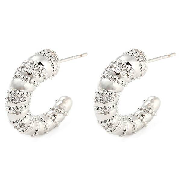 Rack Plating Brass Cubic Zirconia Horn Stud Earrings
