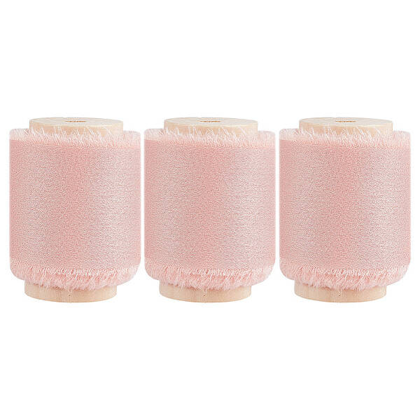 3 Rolls Polyester Satin Frayed Ribbon