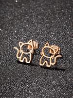 Cute Cat Design Stud Earrings, Fashionable Stainless Steel Jewelry for Women & Men, Trendy All-match & Exquisite Jewelry for ...