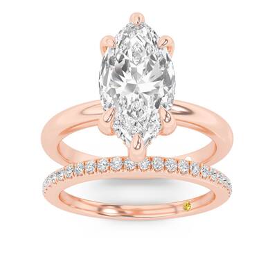 Fez Lab Grown Marquise Diamond Engagement Ring with the BonBon Wedding Band | 14K Rose Gold 1 3/4 ct. tw.