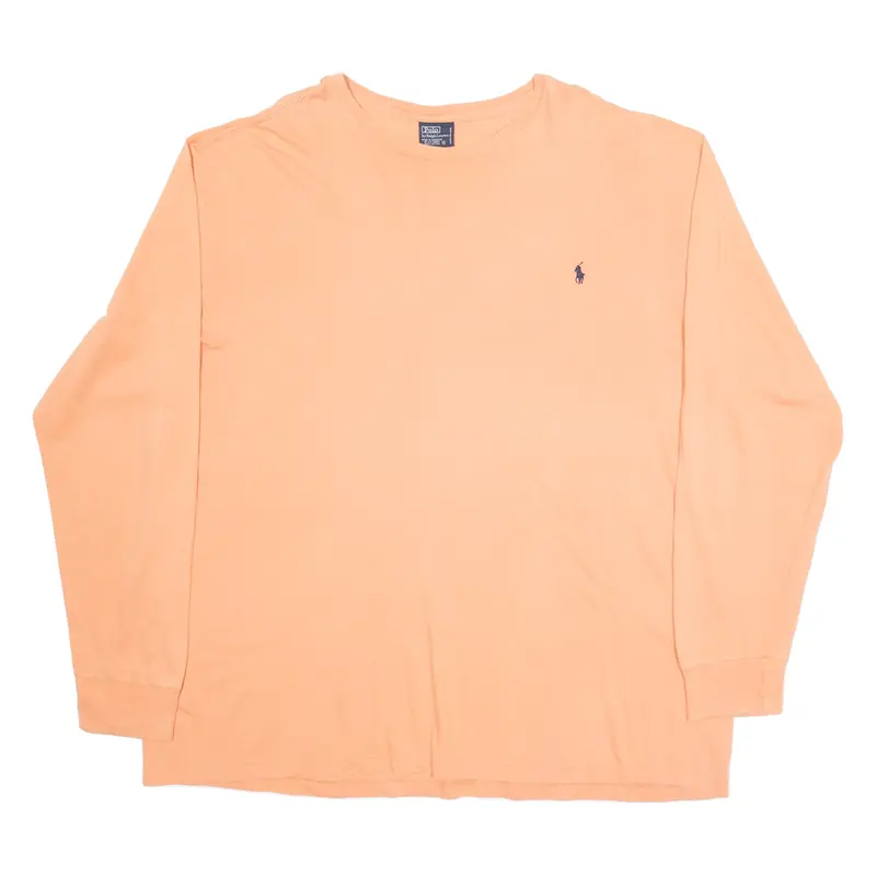 POLO RALPH LAUREN Mens T-Shirt Orange Long Sleeve 90s XL