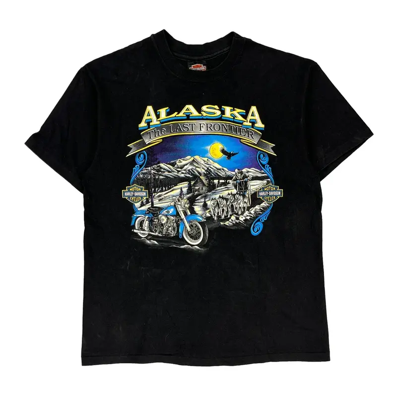 Alaska Harley Davidson Graphic T-Shirt - Large Black Cotton